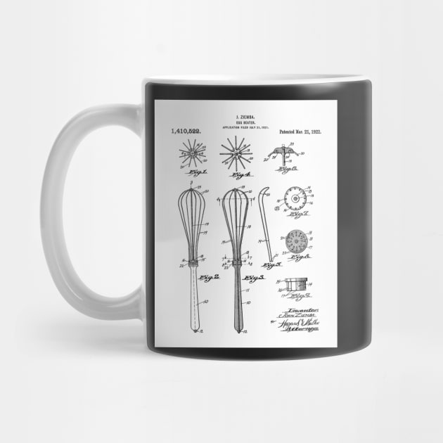 Whisk Patent - Baking Art - Black And White by patentpress